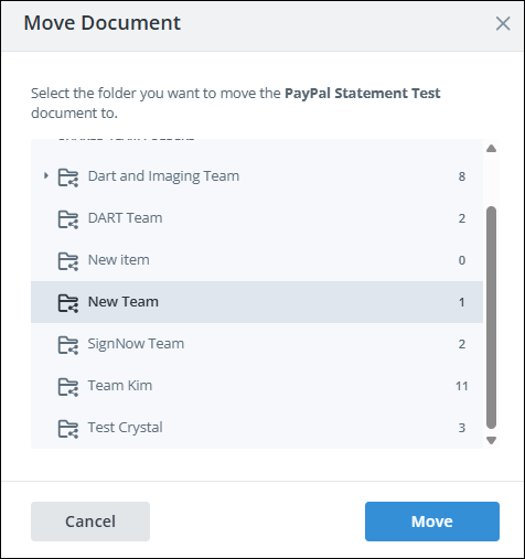 Move Document to a selected folder